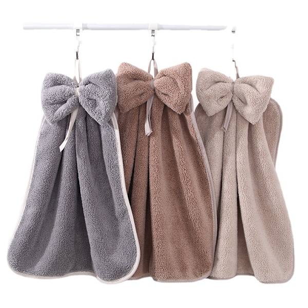4-pak Hengende Håndklær med Sløyfe, Korallfløyel Mikrofiber