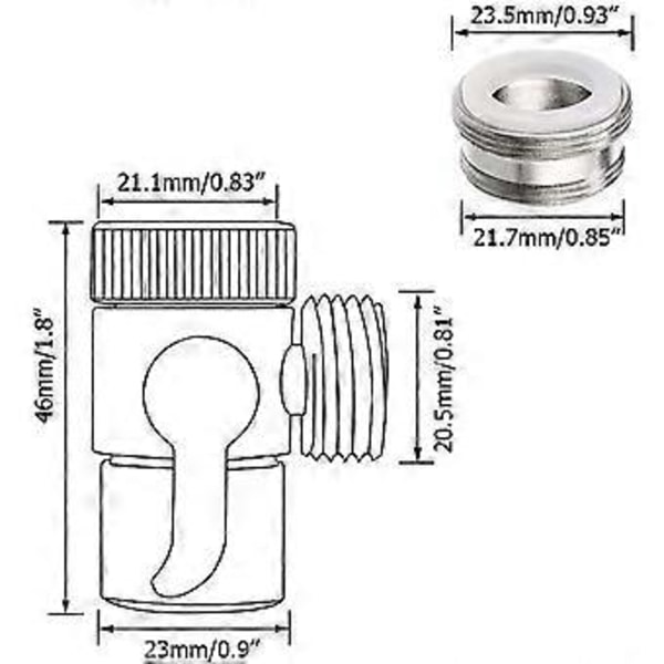 3-veis Stengekran Dusjbatteri Omleder Messing Krom Adapter Omleder Dusjbryterventil for Kjøkken eller Baderom Vaskemaskin M22 x M24