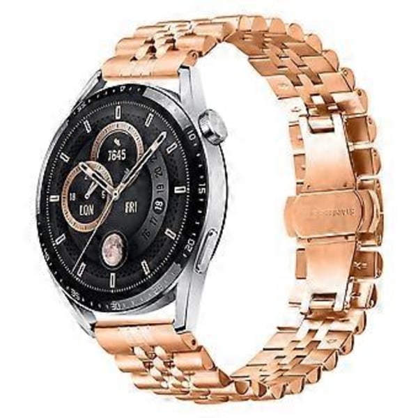 Samsung Galaxy Watch 46mm rannekkeelle 5-helminen ruostumattomasta teräksestä valmistettu perhoslukko kellon ranneke Rose Gold