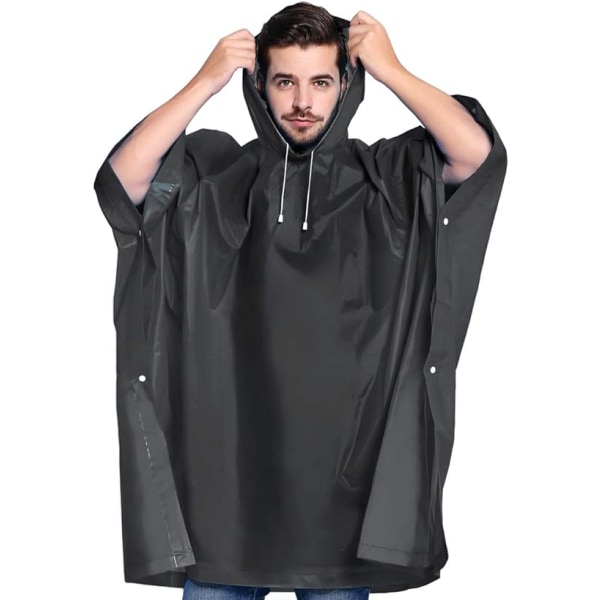 Rain Ponchos for Women and Men (2 Pack) with Drawstring Hood for