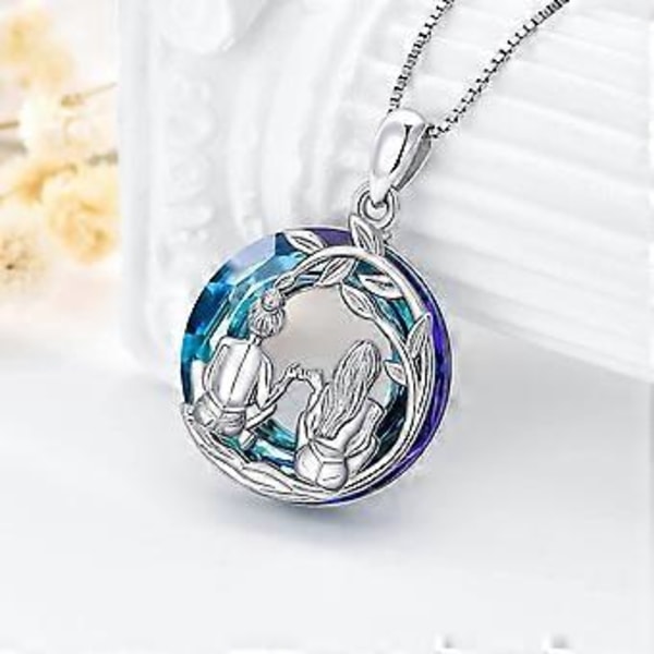 Systers födelsedagspresenter från systrar 925 Sterling Silver Livets Träd 2/3 Systrar Halsband med Kristall Systersmycken Presenter för Kvinnor Flickor Dotter F