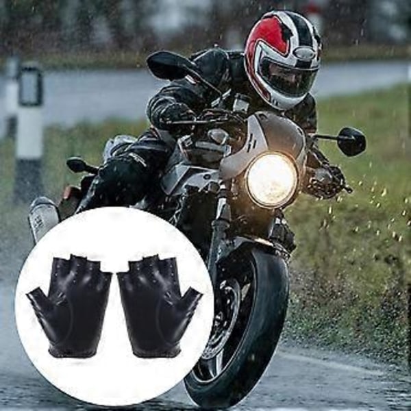 PU Läder Cykel Fingerlös Handske Utomhus Körning Motorcykel Sport Halv Finger Handske Fiskehandske för Män Kvinnor Tonåring Vit White