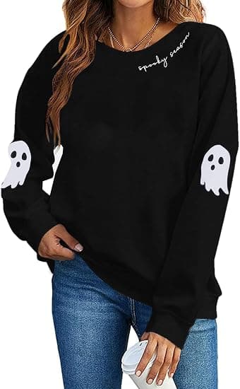 Halloween-genser, spøkelsessesong-genser for kvinner, spøkelseshettegenser - Størrelse 3XL 3XL
