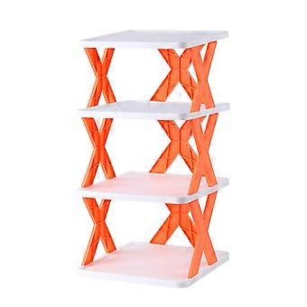 Skohylla Enkel Installation Fri DIY Kombination Stapelbar Utrymmesbesparande Ihålig Förvaring Perfekt Orange Four Layer
