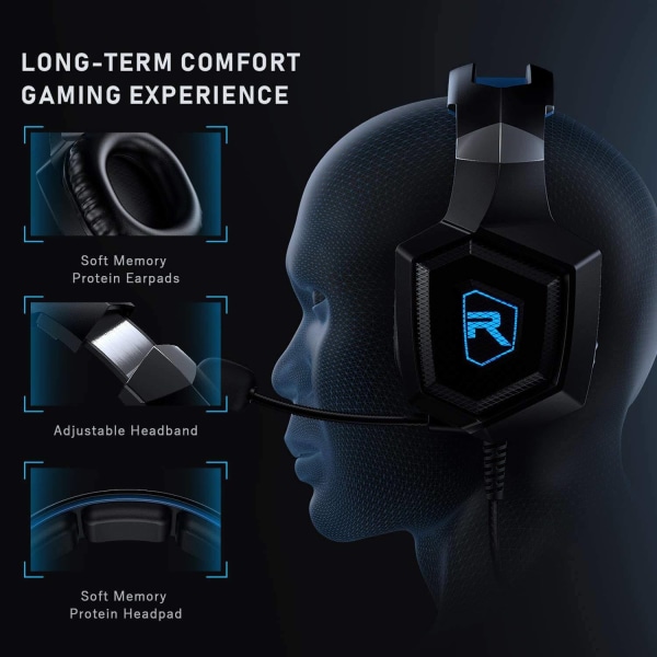 Spelheadset med mikrofon, Spelhörlurar för PS4 Xbox One