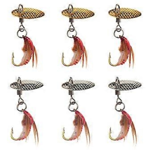 6 stk. stål enkeltkrog spinner baits blink agn sæt ske fiske spinner swimbaits sæt til saltvand og ferskvand Red 6 piece round bo