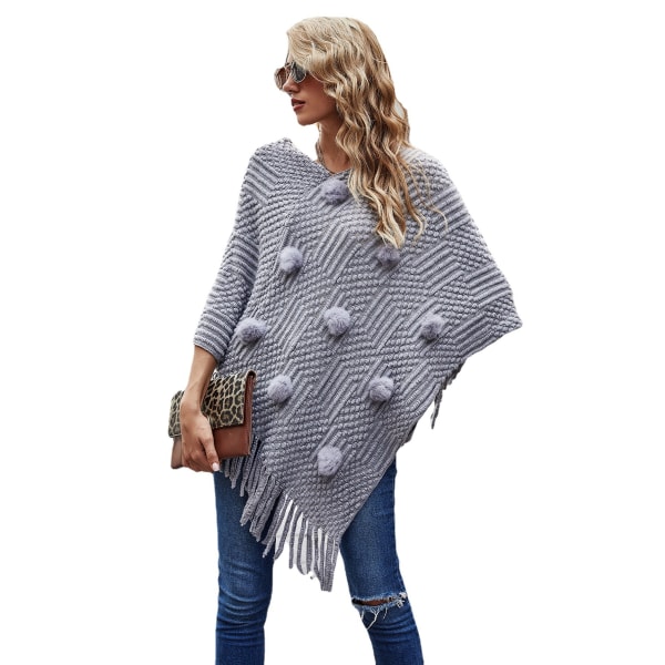 Grey, oversized women's soft Pashmina shawl cape sweater - cashme