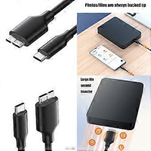 USB C till B 3.0 Kabel Snabb Datasynkroniseringssladd För Bärbara Datorer Hårddisk USB Typ C B Kabel 1m