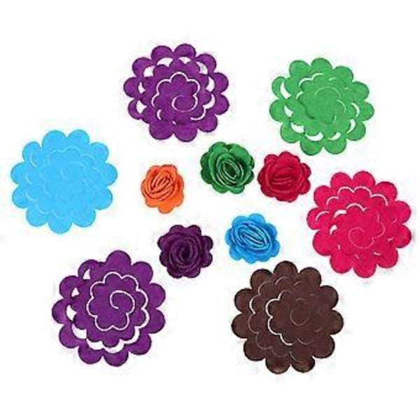 50 st Simulation Filtblomma Mode Blomma Applikationer Utsökta Stansade Filtblommor för Sömnad DIY Hantverk (Blandad Färg)