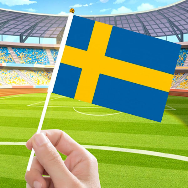 20 svenska handflaggor, dubbelsidiga polyesterflaggor lämpliga för inomhus- och utomhusdekoration under midsommarfestligheter 20 pcs