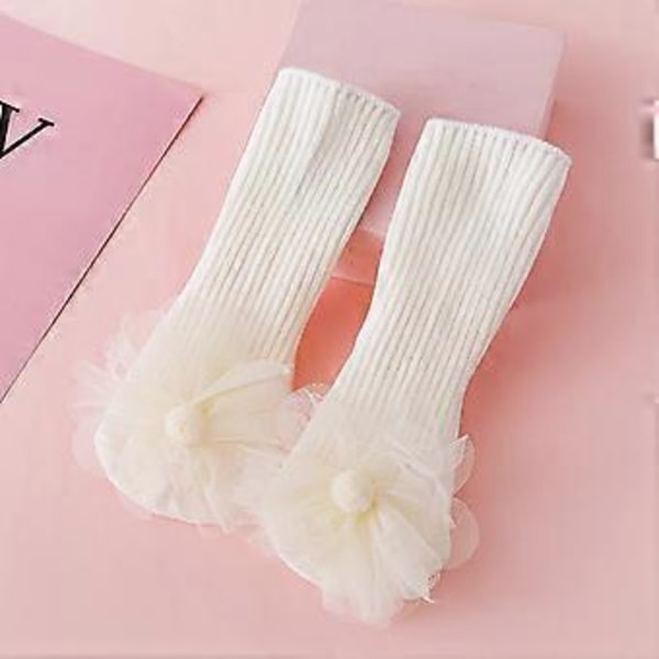Vauvan sukat, 1 pari, ihanat vastasyntyneen vauvan lasten liukueste puuvillasukat söpö pitsireunaiset lattiasukat tyttöjen vauvakutsulahjaksi lumikukka XS snow bud flower XS