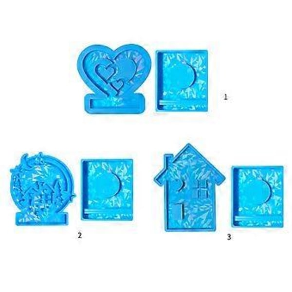 Hjerte Lysestake Silikonform Holografisk Lysbaseform Husformet Lysholderform DIY Ornamenter Hjemmedekorasjoner Style 2