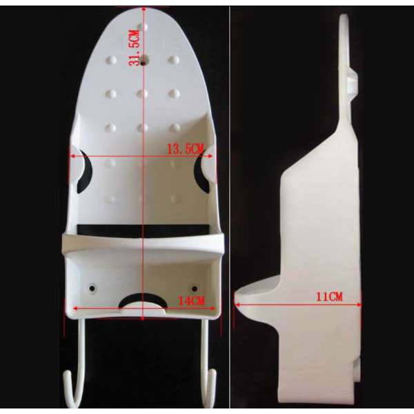 Vit strykjärnsbrädehängare väggmonterad strykjärnshållare