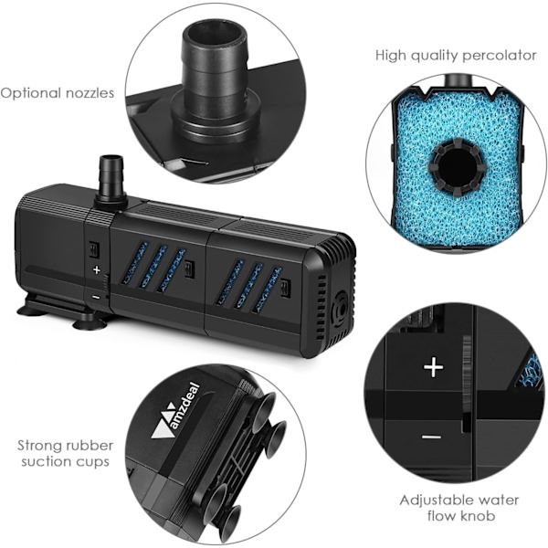 Akvarium Vandpumpe 1500L/H 15W Pumpe til Springvand Akvarium
