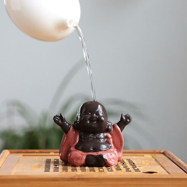 Skrattande Buddha Staty Figur Liten Munk Hem Dekoration