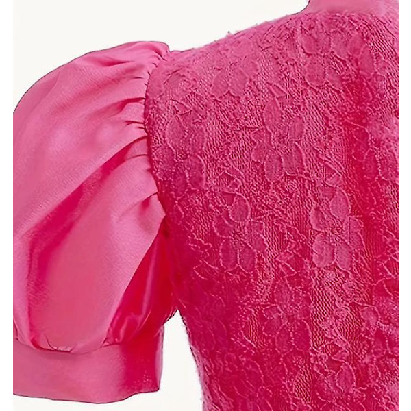 Pink prinsessekjole - Halloween børnetøj, pufærmer ekstra lang pige hornformet performancekjole.150cm.