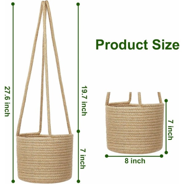 1 st hängande planter i jute rep hängande korg vävd växt hängare