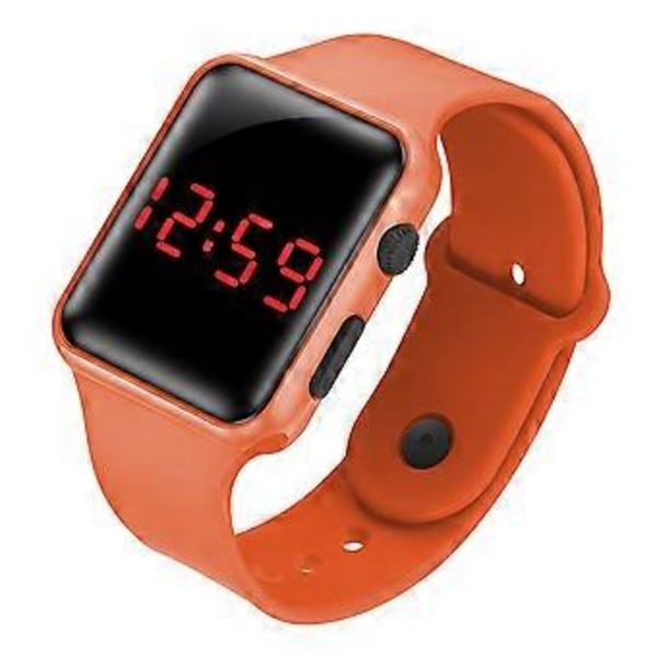 LED Digitalt Armbåndsur Unisex Børn Piger Drenge Sport Silikone Dame Herre Armbåndsur Orange