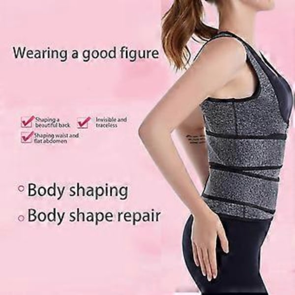 Dame Body Shaping Vest med Dobbelt Taljebånd Støtte Træning Øvelsesvest Korset Body Sculpting Sort M Black M