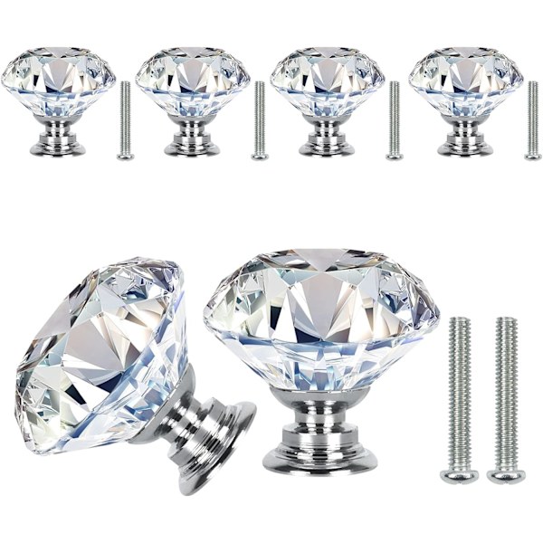 10-pack 20mm vita diamantformade glashandtag för skåp