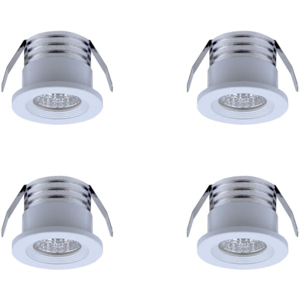 Set med 4 mini LED-infällda spotlights, 3 W, varmvit Vit