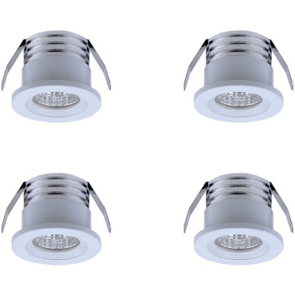 Set med 4 mini LED-infällda spotlights, 3 W, varmvit Vit