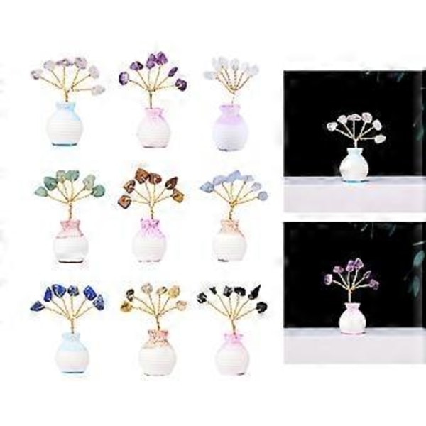 Mini Krystaltræ i Vase Dekor Naturlig Chipsten Håndlavet Helbredende Held Penge Hjemmekontor Ornament DIY 2