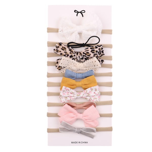 Baby Flickor Pannband Och Bågar Hårband Mjuka Nylon Elastics Handgjorda
