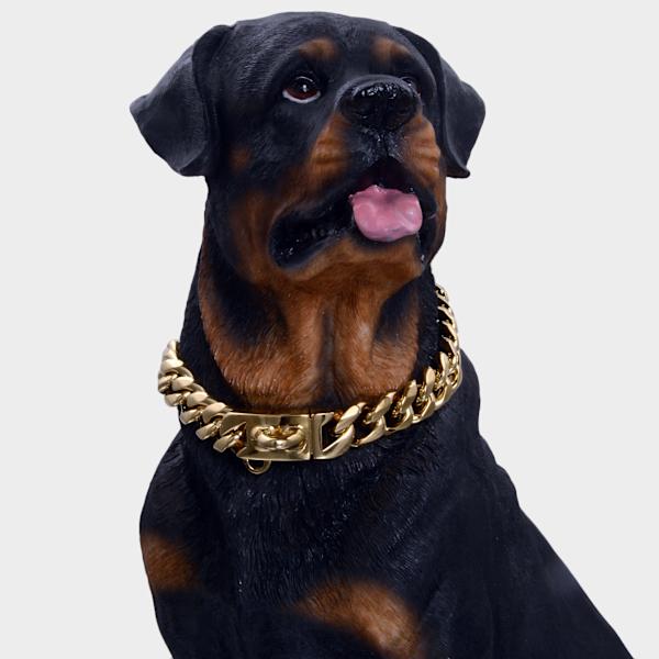 19MM Kultaketju Koiran Kaulapanta Design Turvallisella Lukolla & ID-Tagilla, 18K