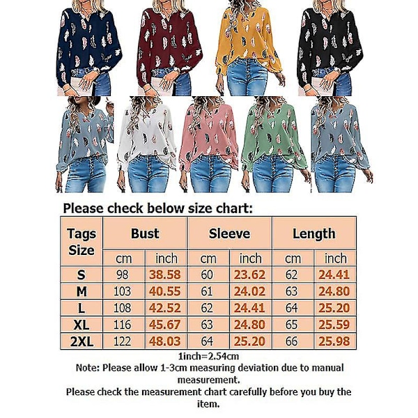 T-skjorte for kvinner, langermet T-skjorte med V-hals, løs topp, fjærprintet topp påfugl, XL, hvit White XL