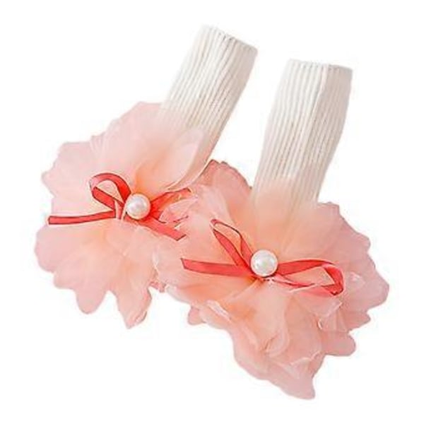 Vauvan sukat, 1 pari, ihanat vastasyntyneen vauvan liukuestesukat, söpöt pitsireunaiset lattiasukat, tyttöjen vauvakutsulahja, helmikoristeinen iso kukka S bead big flower S
