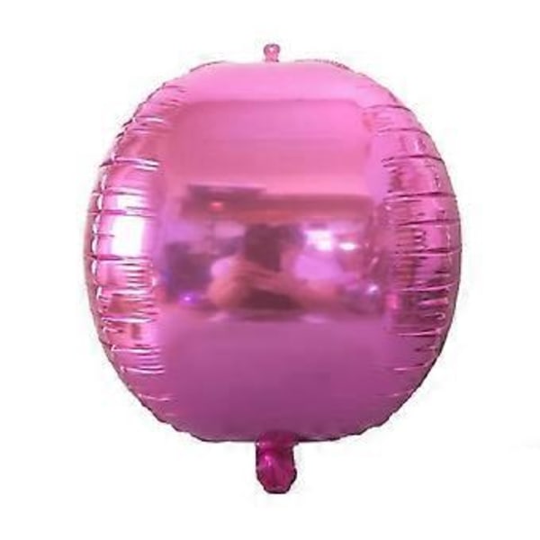 4D Färgglad Rund Spegelballong Rosa Pink