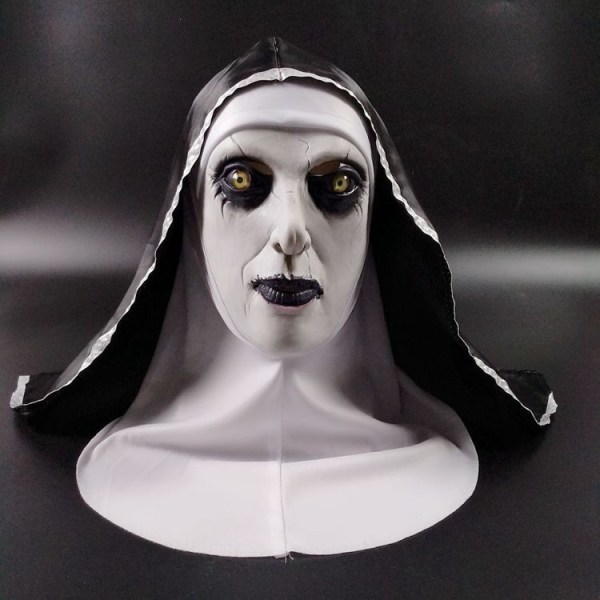 Pelottava Halloween-nunnanaamari koko pään kammottava lateksipaholaisen kypärä Rea
