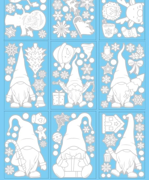 Jule Vindue Statiske Stickers Hvide Nisse Vind
