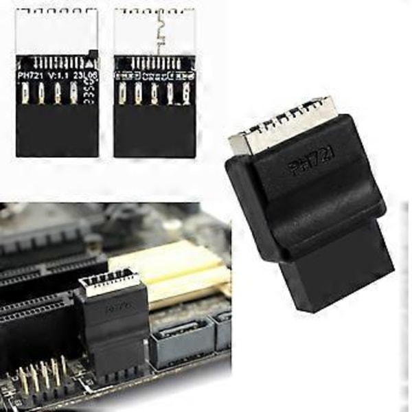Moderkort USB 2.0 9Pin till Typ Frontanslutningar Omvandlare Moderkort 9Pin Typ Adapter 9Pin USB Header för Stationär Dator