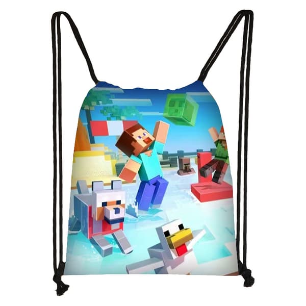 Minecraft Snørepose Barn Stor Kapasitet Organizer Bag-2
