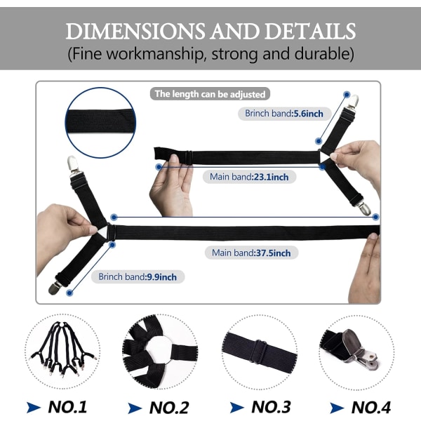 Sheet Festeners Keepers-Justerbar Elastisk Sengelaken Holder Stra