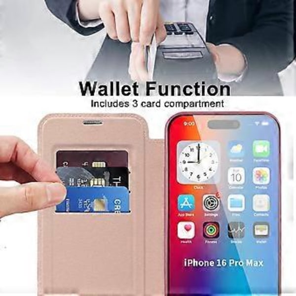 Magnetiskt fodral med kortfack och RFID-skydd i läder för iPhone 16 Pro Max Style F
