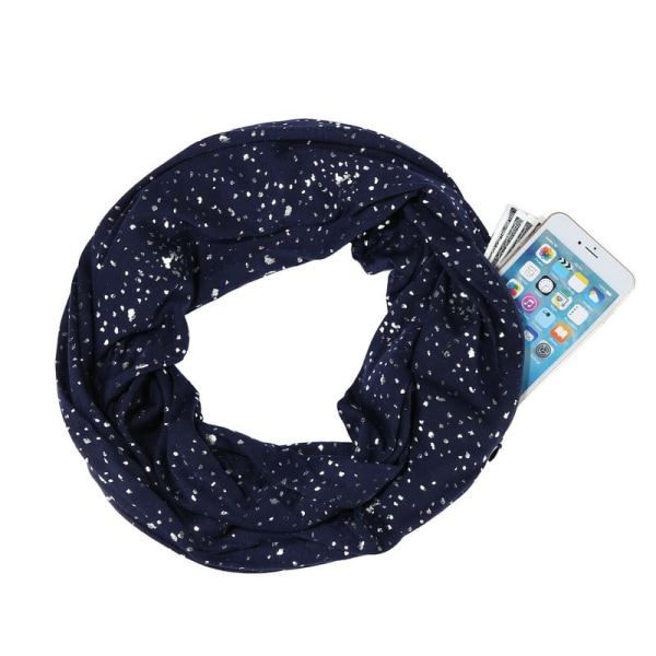 Silver dot navy blue vacker och glänsande halsduk, färggradient, s