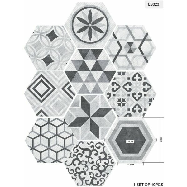 Tile Stickers Hexagonal Industrial Style Non-Slip Self Adhesive R