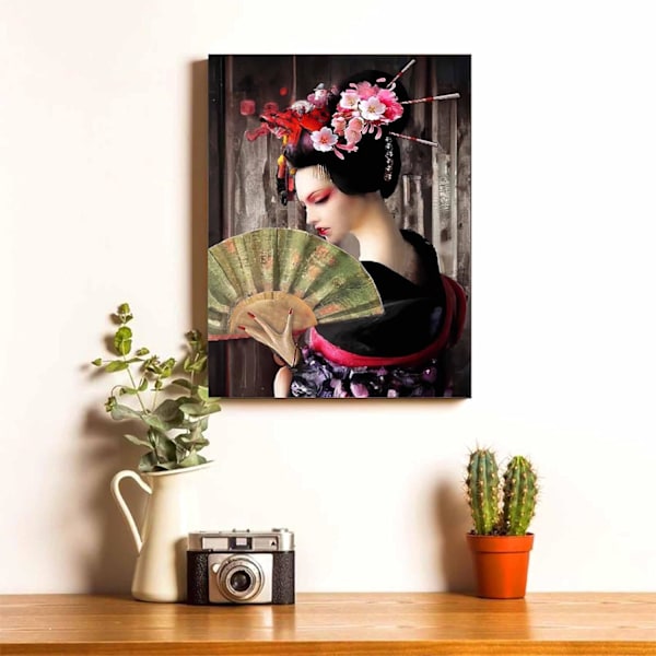 30x40cm Timanttimaalaus 5D Timanttimaalaus Tuuletin Geisha Nainen DIY