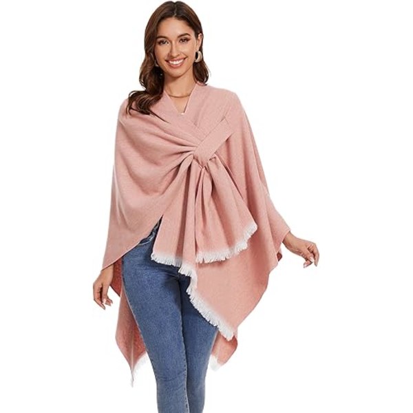 Damkrage, elegant stickad kappa, öppen krage, filt, kofta, rosa