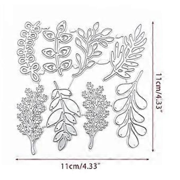 Grener Blade Metal Skærestencils DIY Scrapbooking Album Papirkort Skabelon Form Prægning Håndværk Dekoration