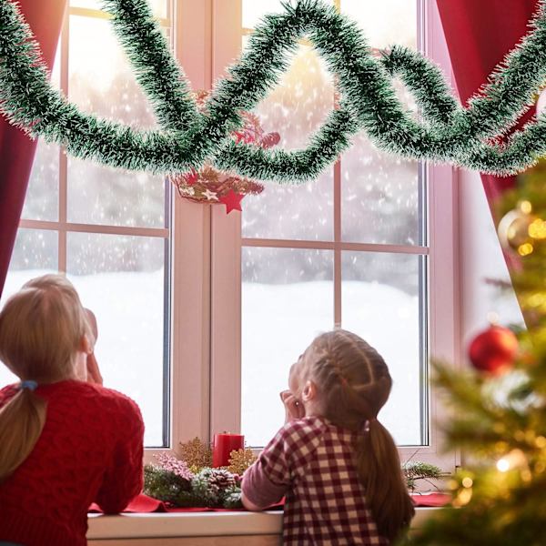 5 stk 2m julegirlander snøgirlander klassisk vridd girlander skinnende