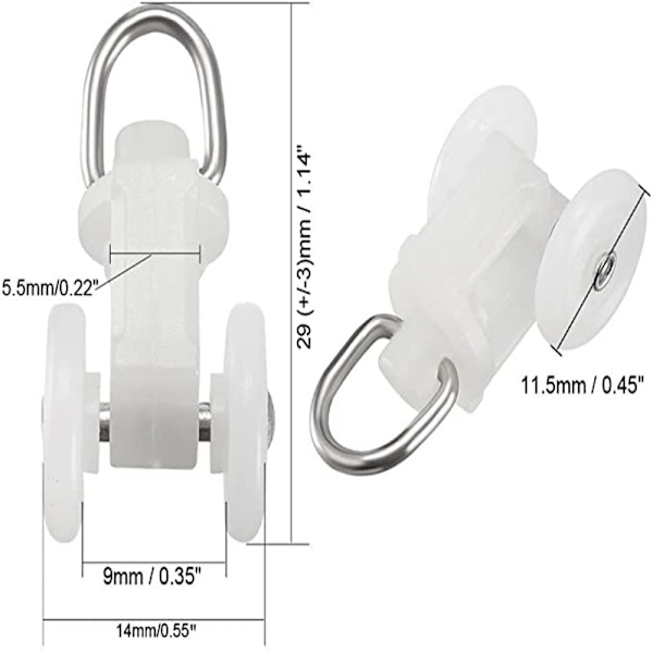 Gardinstangruller, Rullebærere for Bølgede Gardiner, Foldbare Gardinløpere, 20stk Hvit 29mm