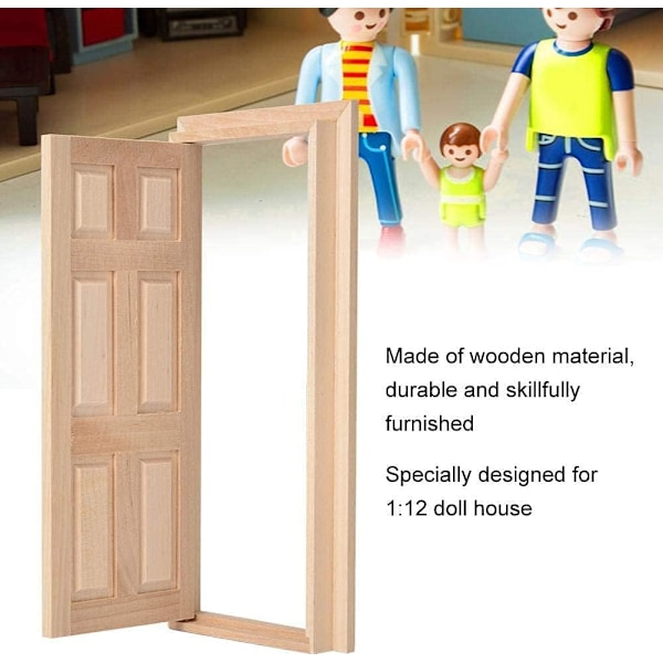 1:12 Trä Miniatyr Dörr Simulering Dockhus DIY Dockor Möbler Tillbehör
