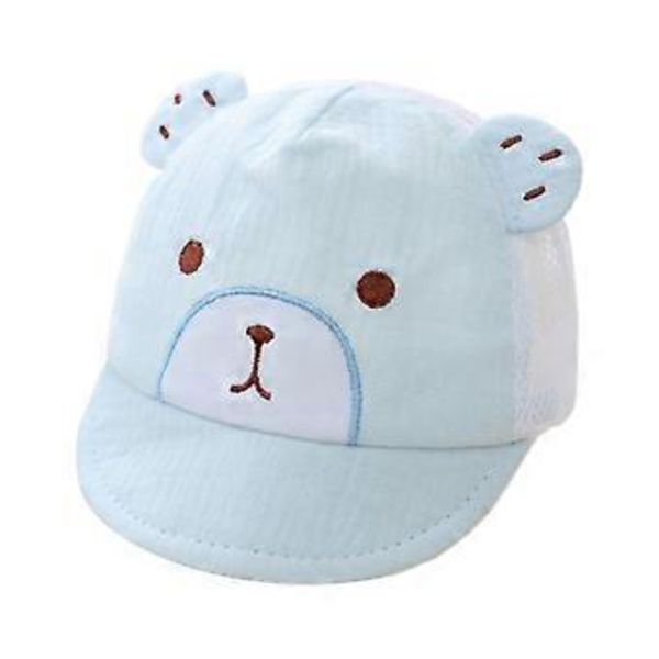 Andningsbara Baby Baseballkepsar Sommar Mesh Ankunge Tunga Hatt Trendig Söt Björn Solhatt Vindtät för Pojkar Flickor Unisex Blå Blue