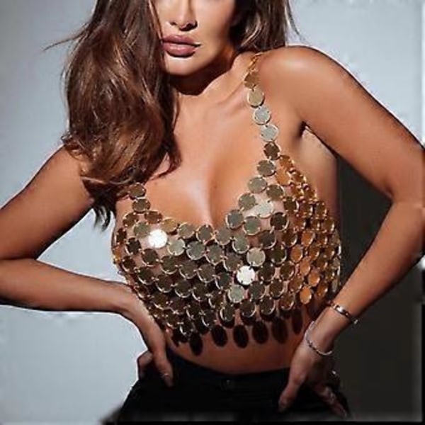 Sommer Sexy Glitter Paljetter Kroppssmykker Mote Bikini Kjede Paljetter Undertøy BH Design Strender Kroppskjeder Smykker Gull Gold