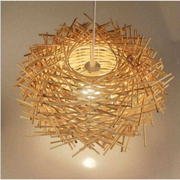 Rattan Hengelampe, Justerbar Fuglerede Lysekrone, Soverom