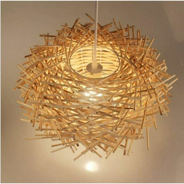 Rattan Pendellampe, Justerbar Fuglerede Lysekrone, Soveværelse